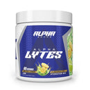 Alpha Lytes electrolyte hydration mix container with lemon and lime graphics on a white background