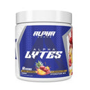 Alpha Lytes supplement container with colorful label on a white background