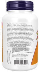 NOW Foods Buffered C-1000 complex Immune System Support 90 Tablets Label information