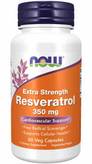 NOW Foods Natural Resveratrol 350 mg 60 Capsules front of bottle