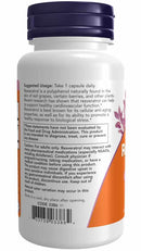 NOW Foods Natural Resveratrol 350 mg 60 Capsules back of label
