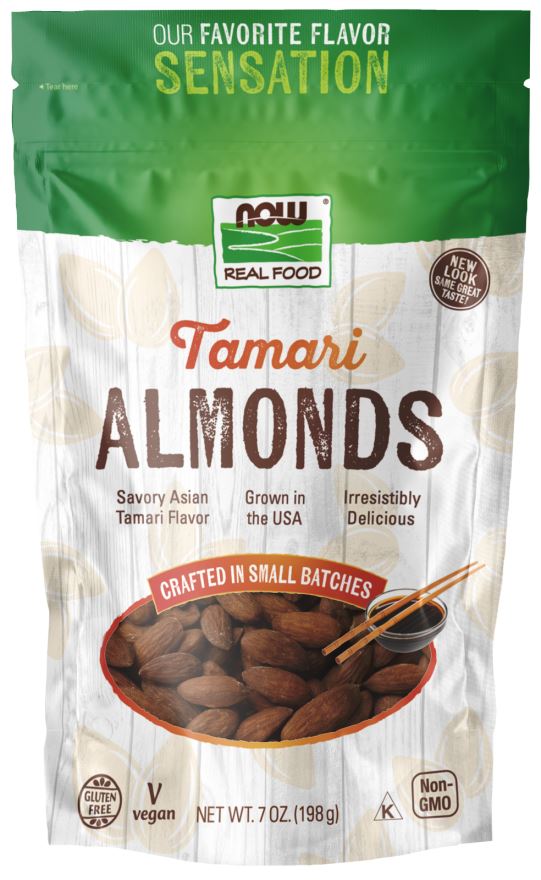 NOW Foods Tamari Almonds, Savory Asian Tamari Flavor 7oz