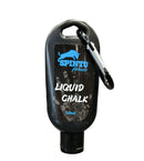 Spinto Fitness liquid chalk bottle with carabiner on a white background