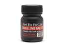 Black container of 'Get Fit For Life' smelling salts on a white background