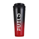 FUELDFUEL Branded Ice Shaker Tumbler, Stainless Steel Insulated Water Bottle without Straw Large 36ozShaker BottleRED/BLACK644134246363