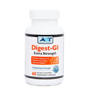 Supplement bottle labeled 'Digest-GI Extra Strength' by AEST Enzymes on a white background