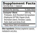 Supplement facts label for a capsule with Exclzyme Blend ingredients.