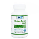 Supplement bottle labeled 'Gluten Relief Plus' by AST Enzymes on a white background