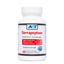 Supplement bottle labeled 'Serrapeptase' with AST Enzymes branding on a white background