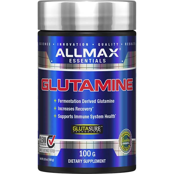 All Max Nutrition Glutamine Fermentation Derived, Increases Recovery, 100g