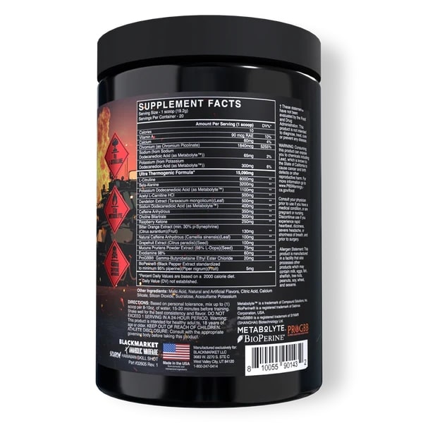 BLACKMARKET Scorch Anabolic / Warfare Ultra Thermogenic Pre-Workout Hawaiian Kill Shot 20 Servings