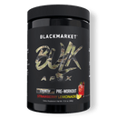 Blackmarket Bulk Apex pre-workout supplement container on a black background