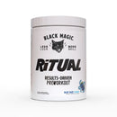 Black Magic Ritual preworkout supplement container on a white background