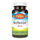 Supplement bottle labeled 'Berberine 500 mg' by Carlson on a white background