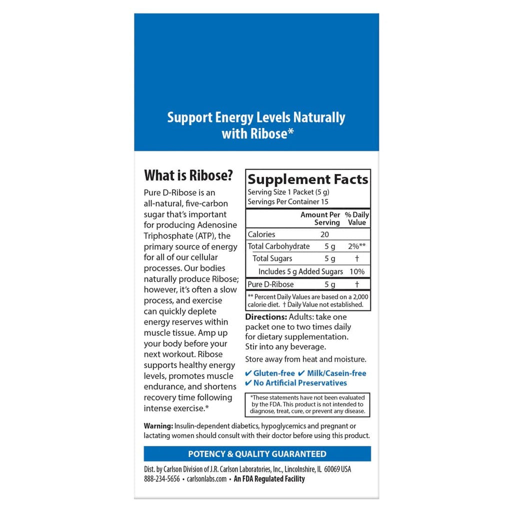 Fuel Ribose Carlson Ribose Packets for Energy & Recovery | Planet Supplements