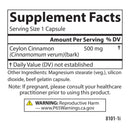 Carlson Ceylon Cinnamon "True Cinnamon" Caps Supplement Facts