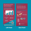 Product packaging with left and back panels on a blue background