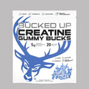 Creatine gummy supplement package with blue deer silhouette on a gray background