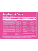 Supplement facts label on a pink background
