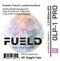 FUEL dietary supplement label with colorful sphere design and product details.