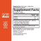 Supplement label with certification logos on an orange and white background