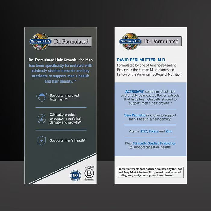 Two Garden of Life Dr. Formulated product packages on a dark background