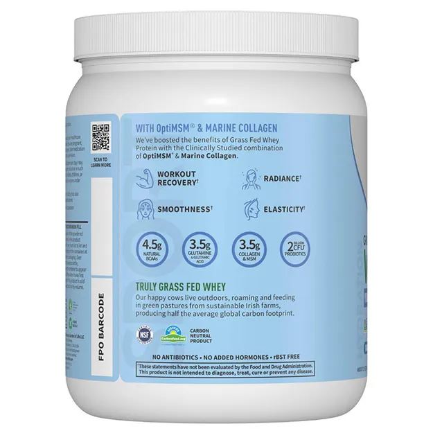 Garden of Life Sport Grass Fed Whey+ Younger, Healthier Looking Skin 20g per serving, 15 servings