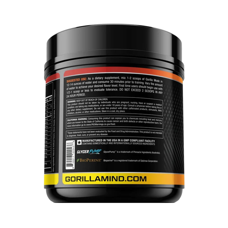 Gorilla Mind Gorilla Mode Intense Focus + Drive, Huge Nitric Oxide Pump 20/40 servings