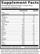 Supplement facts label with nutritional information on a white background