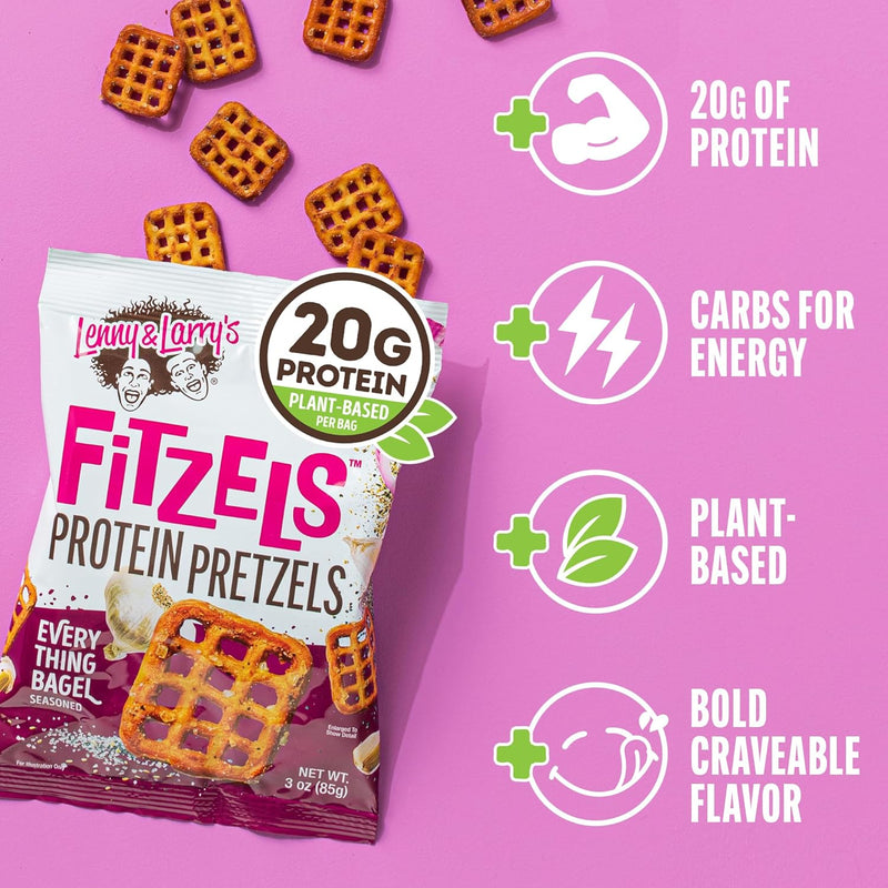 Lenny & Larry Protein Pretzles - FiTzElS 20g prant based protein per bag 3oz