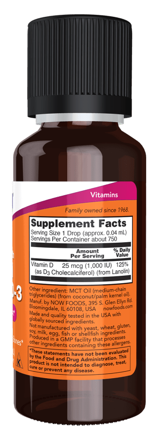 NOW Foods Extra Strength Vitamin D-3, 1000 IU, Helps Maintain Strong Bones 1oz