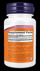 Supplement bottle with purple cap and orange label on a white background