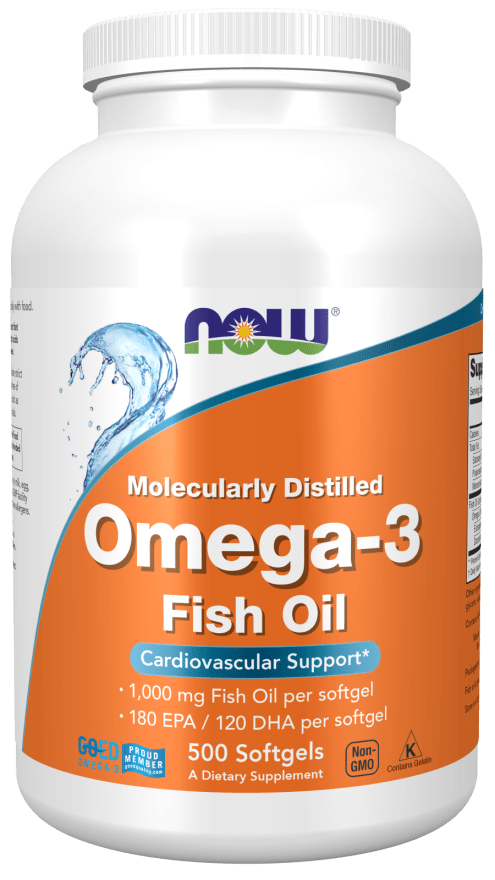 NOW Foods Omega-3 1,000mg Fish Oil (180 EPA + 120 DHA) 500 Fish Gels