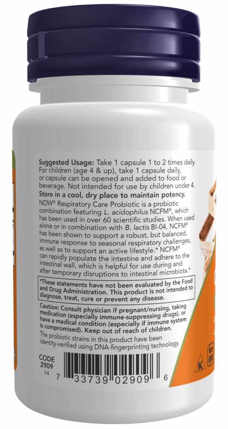 NOW Foods Respiratory Care Probiotics, promote a strong & balanced immune response 60 Veg Caps