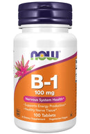 NOW Foods Vitamin B-1, 100mg 100 Tablets