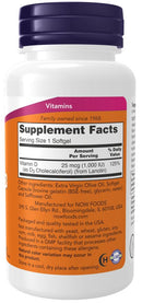 NOW Foods Vitamin D-3 1,000 IU 180 softgels