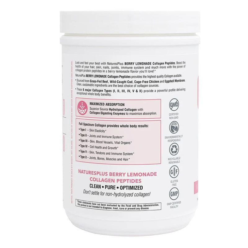 Natures Plus Collagen Peptides Berry Lemonade .8lb