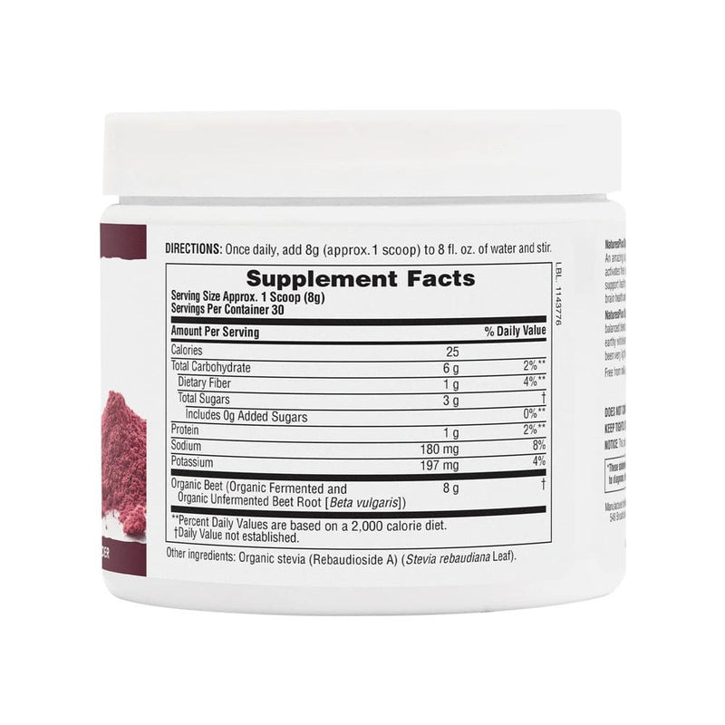 Natures Plus Organic Beet Powder, made with Naturally Fermented Beet .53lb 30 servings