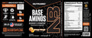 NUTRABIO BASE AMINOS supplement packaging with branding and product details.