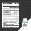 NutraBio Liver support overall liver health and vitality 30 servings supplement facts