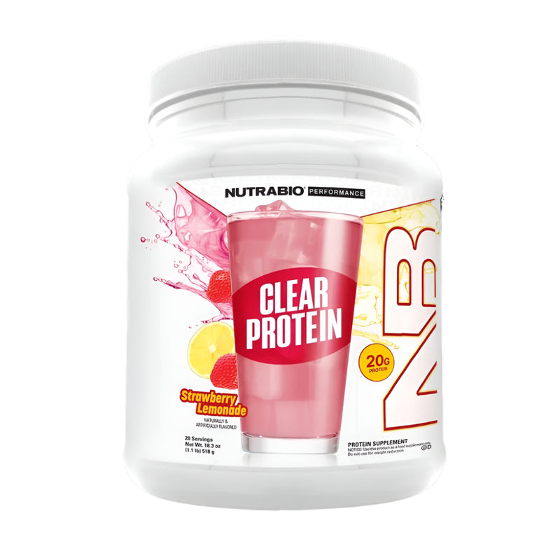 NutraBio Clear Whey Protein Isolate Powder 1.1lb 20 Servings Strawberry Lemonade
