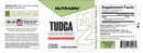 Front and back labels of a Nutrabio Tudca dietary supplement, showing product details, serving suggestions, and supplement facts on a white background.