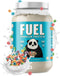 Fuel Premium Protein container with a panda and cereal design on a white background
