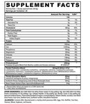 Supplement facts label with nutritional information on a white background