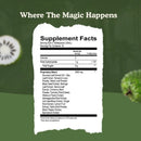 Supplement facts label with green background and kiwi slices