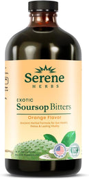 Serene Herbs Exotic Soursop Bitters bottle with label on a white background