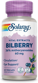 Solaray Vital Extracts Bilberry 36% Anthocyanosides 60mg 60 veg caps