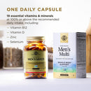 Solgar Men's Multi supplement bottle and packaging on a light surface with blurred background