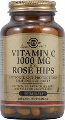 Solgar Vitamin C 1000 MG with Rose Hips 100 veg caps front label