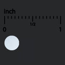 Measurement scale with a white circle indicating 1 inch on a black background